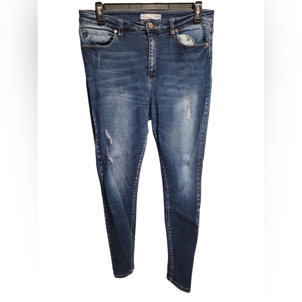 KanCan Blue Skinny Jeans with Faded Wash